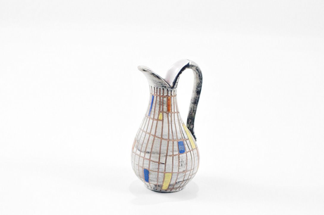 Foto Grey Colorful Checkered Jug Vase h13 A5