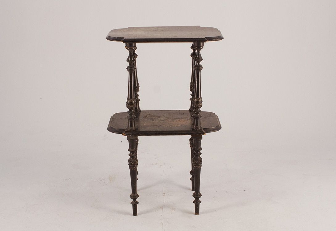 Foto High Two-Piece Wilhelminian Side Table with Flower Patterns 1895 h79x53x37