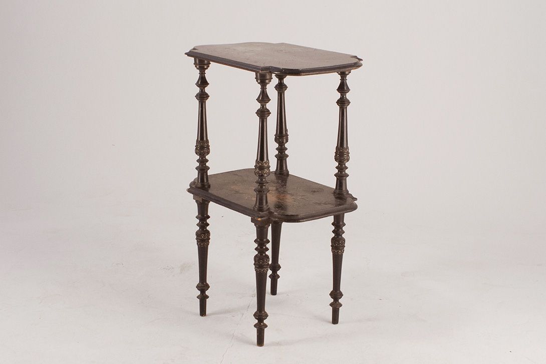 Foto High Two-Piece Wilhelminian Side Table with Flower Patterns 1895 h79x53x37