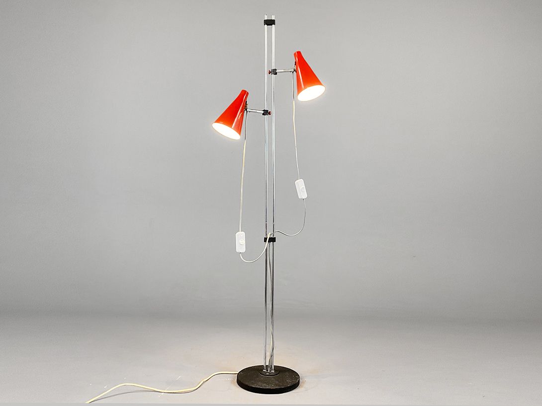 Foto Red Metal Double Floor Lamp h151 D1+