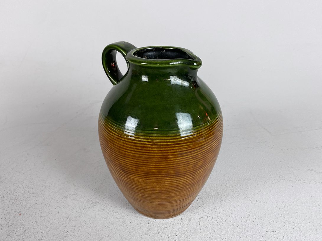 Foto Glossy Green and Brown Ceramic Jug Vase h22 C5