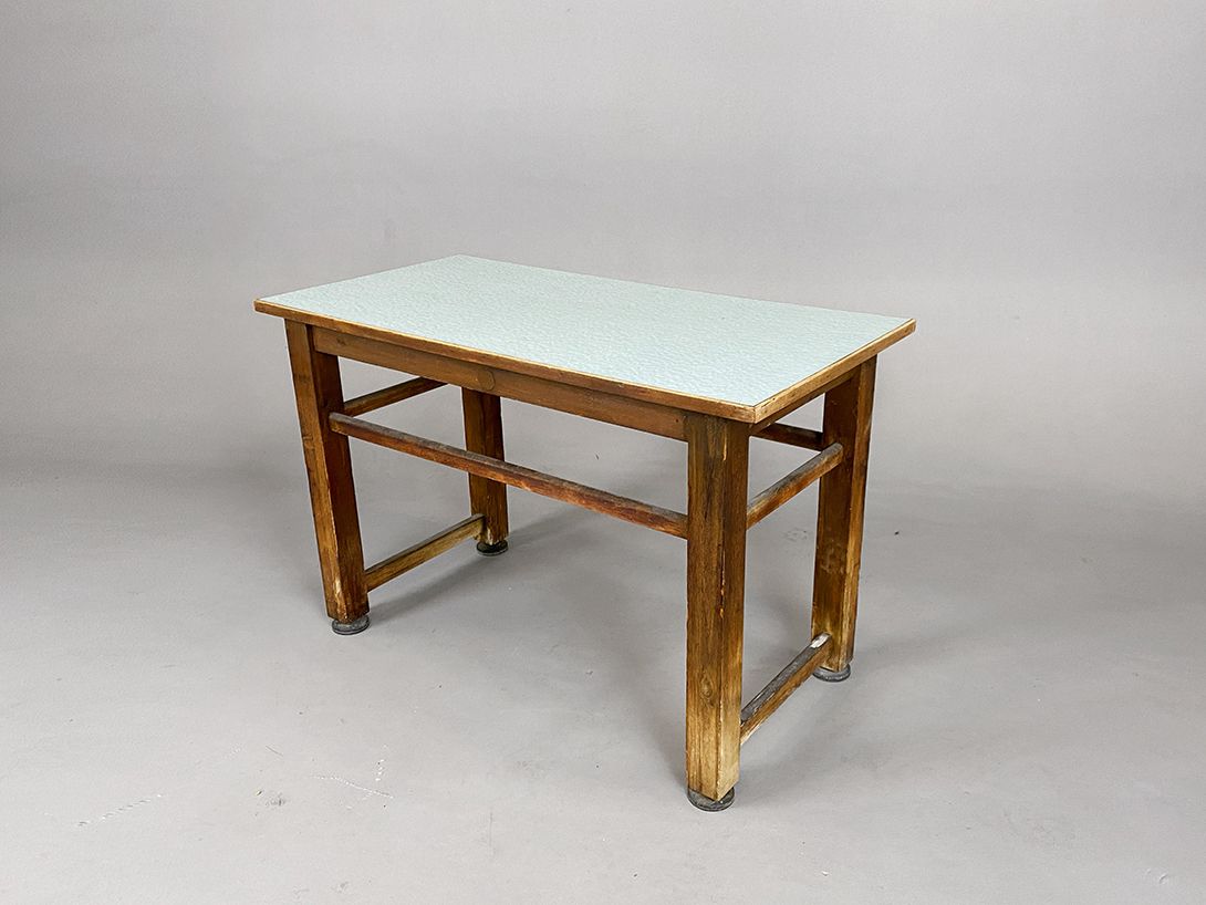 Foto Small Rustic Kitchen Side Table with Light Blue Surface h65x100x50