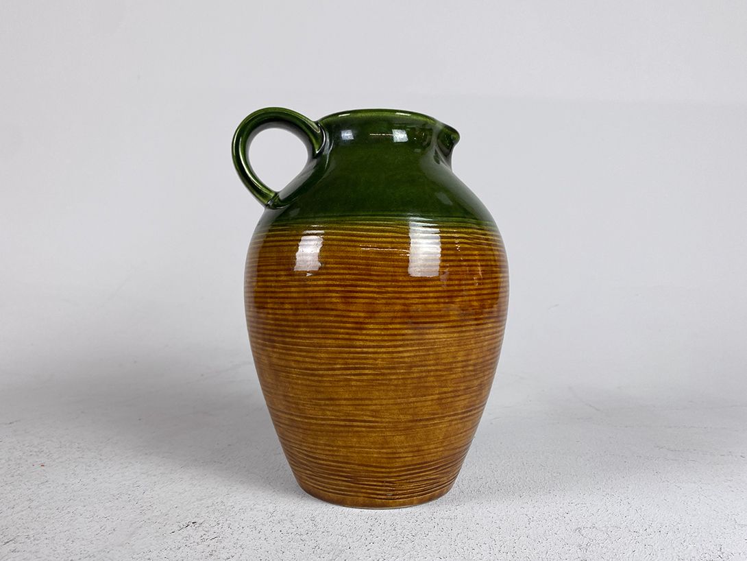Foto Glossy Green and Brown Ceramic Jug Vase h22 C5
