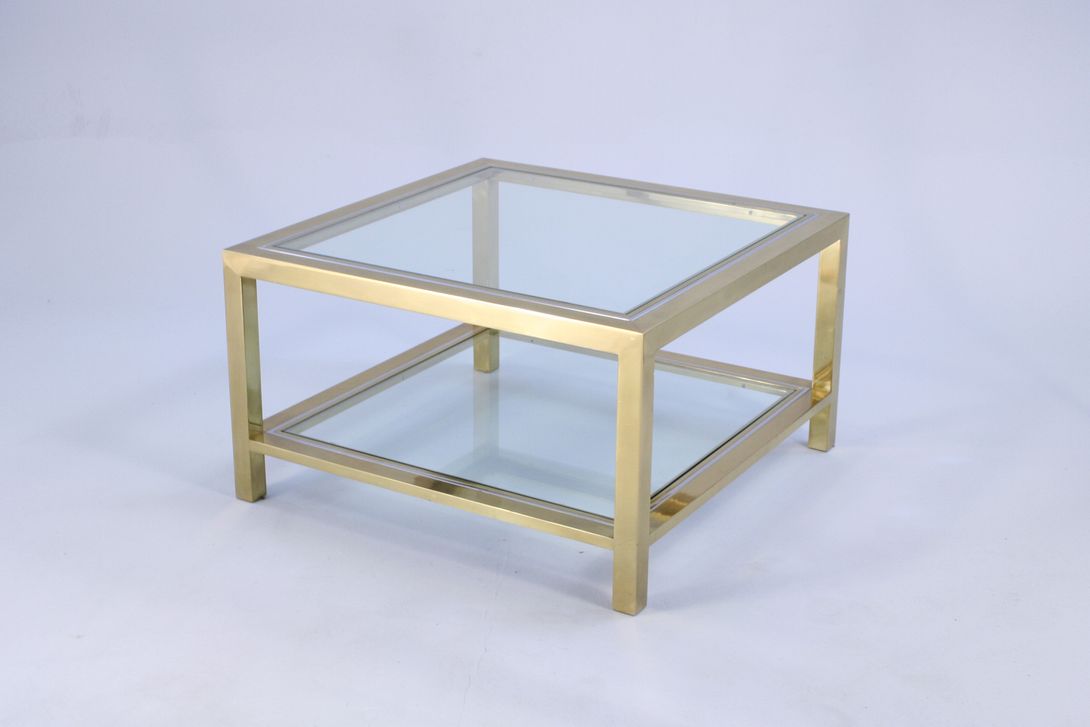 Foto Square Brass and Glass Coffee Table h45x80