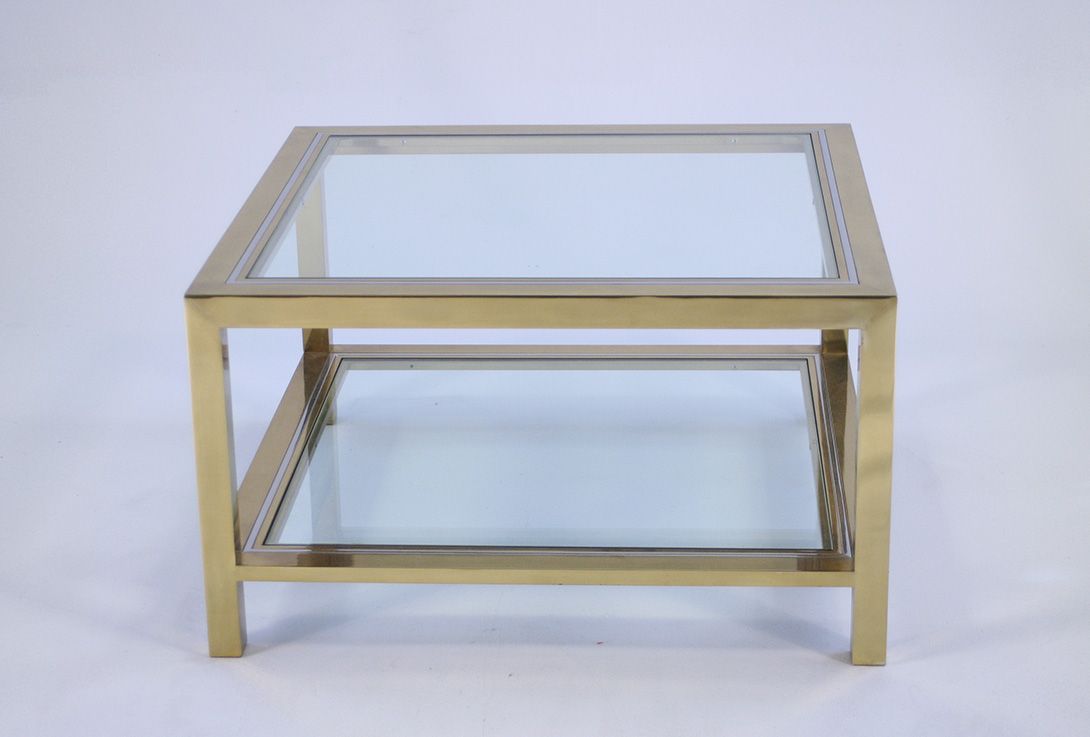 Foto Square Brass and Glass Coffee Table h45x80
