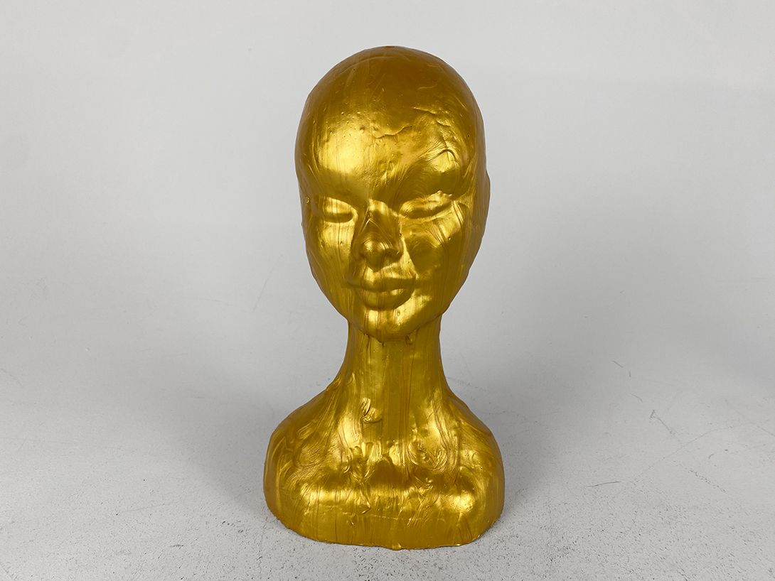Foto Gold Painted Head Sculpture h38x20x19