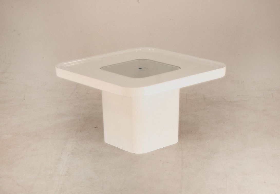 Foto White GDR Plastic Coffee Table 1975 h40x70x70