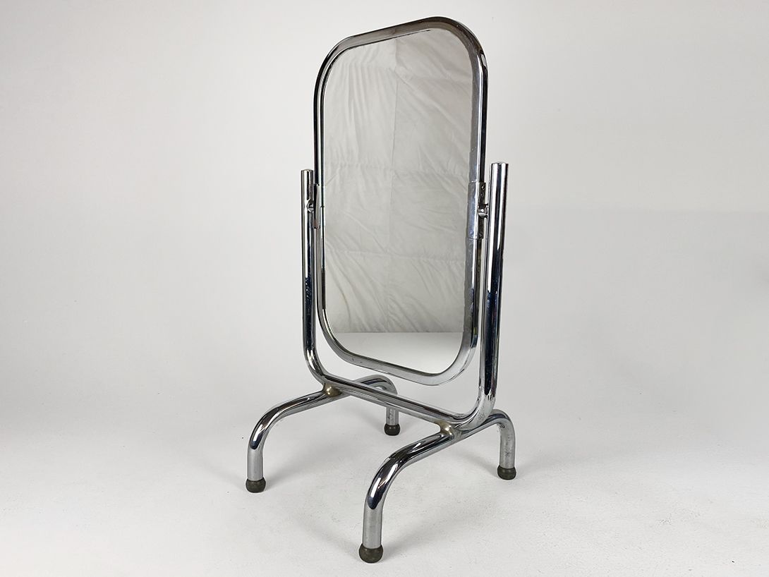 Foto Standing Mirror with Chrome Frame and Legs h74