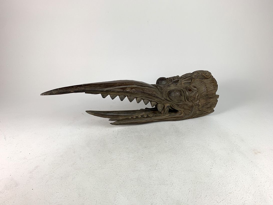 Foto Giant Wooden Bird Mask Sculpture 70cm