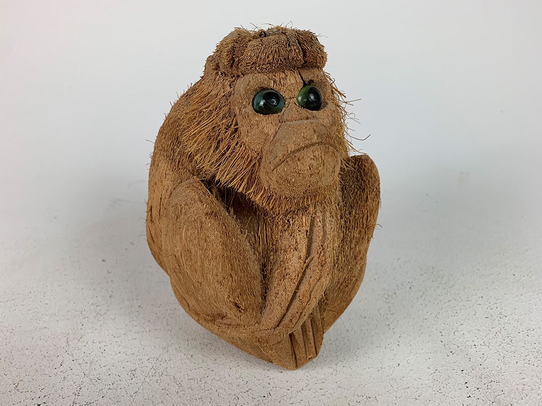 Foto Monkey Sculpture Coconut Carving h20
