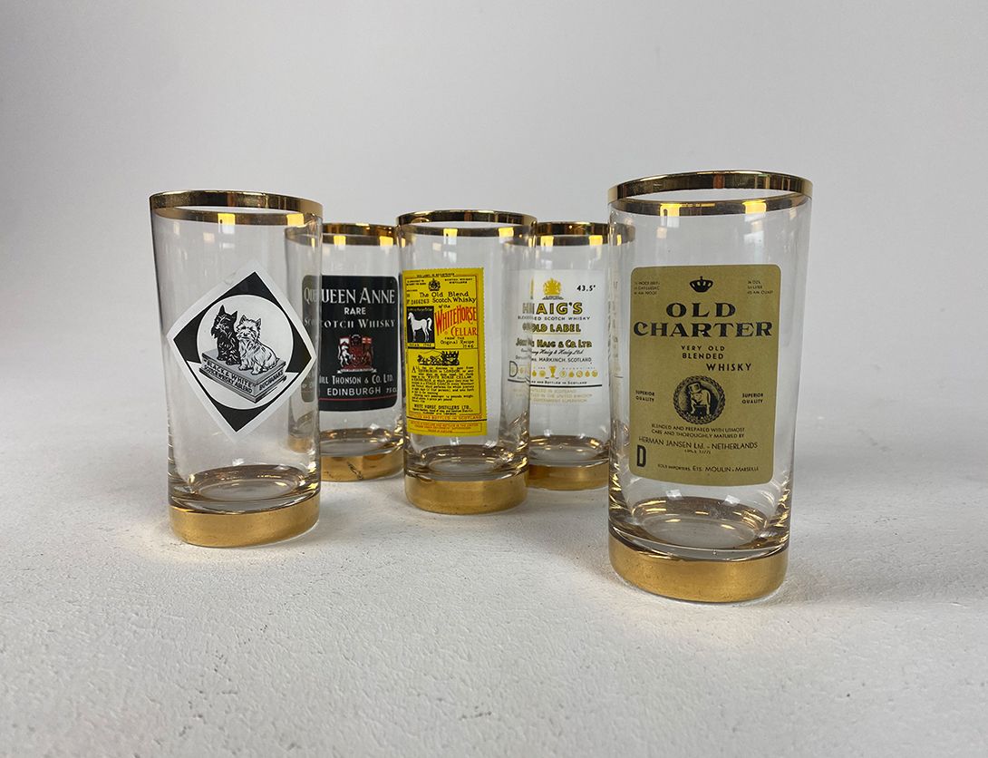 Foto Glass Set With Alcohol Branding and Gold Rim h13