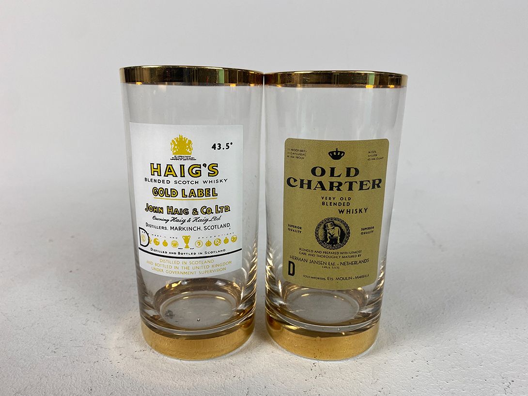 Foto Glass Set With Alcohol Branding and Gold Rim h13