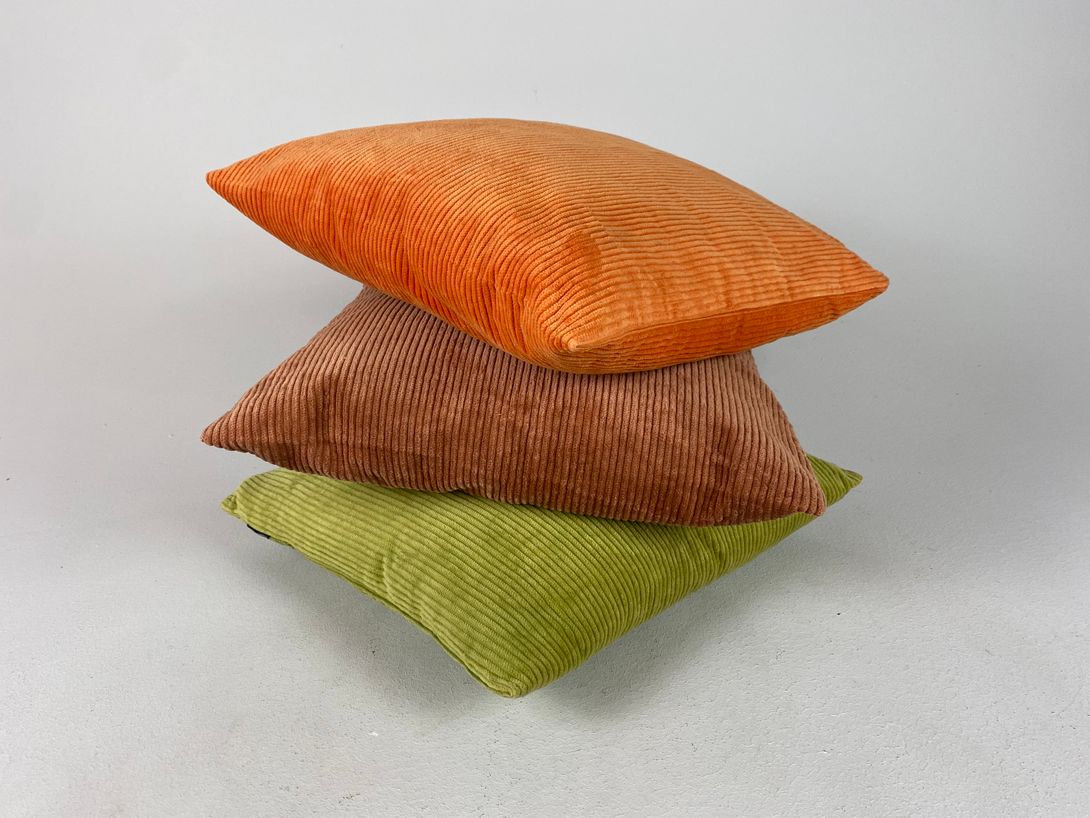 Foto Green Striped Velvet Pillow 35x35cm