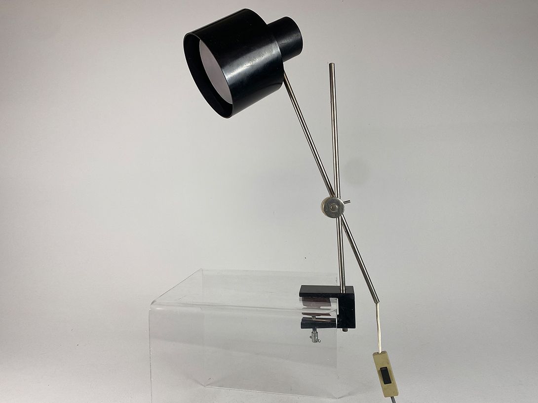 Foto Black Adjustable Bakelite Table Lamp Prague 1960 h50