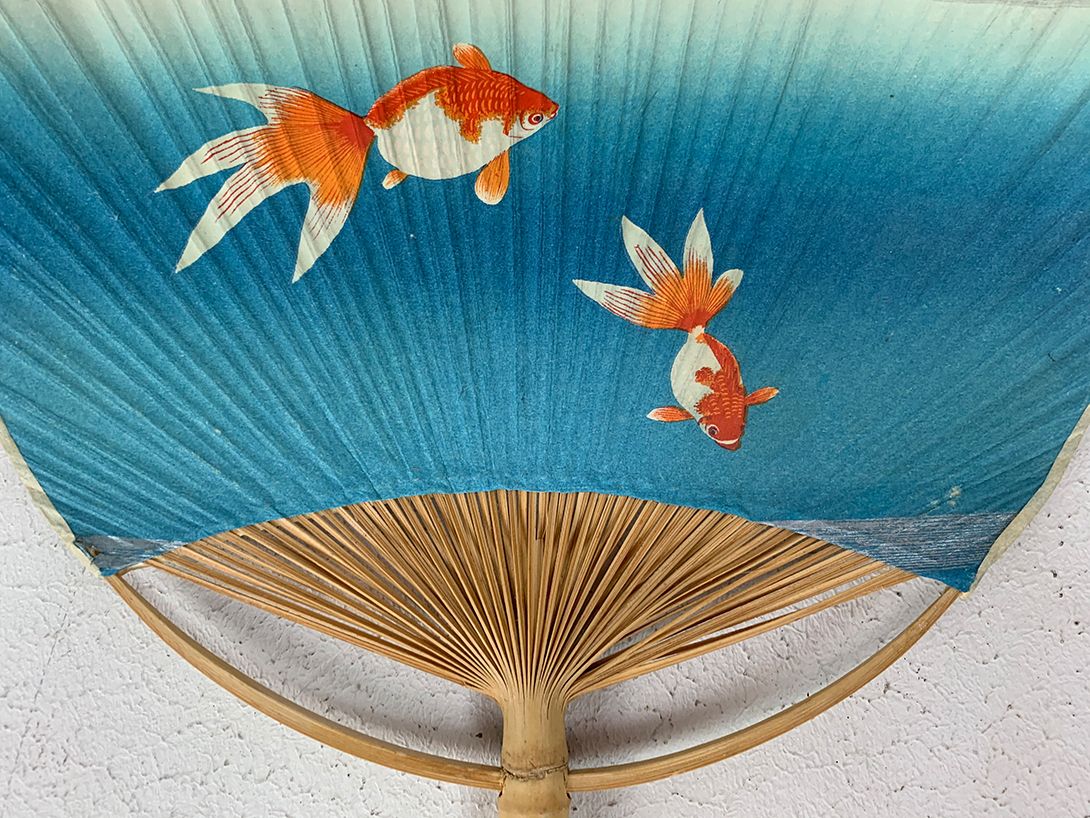Foto Japanese Paper Fan Koi Fish h36x23cm
