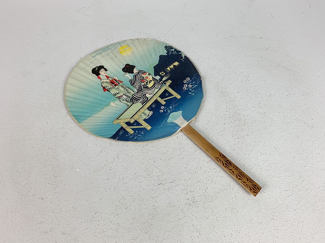 Foto Japanese Paper Fan Two Geishas h36x23cm