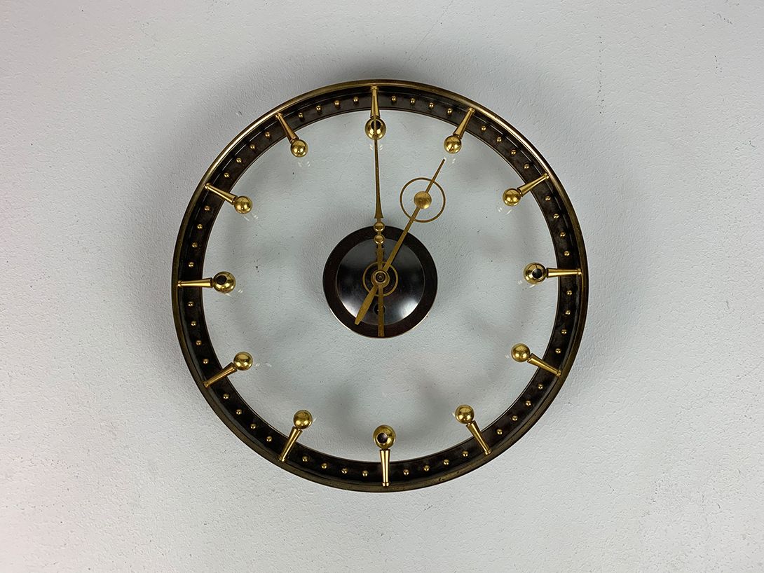 Foto Round Brass Balls Wall Clock France 1955 ø33
