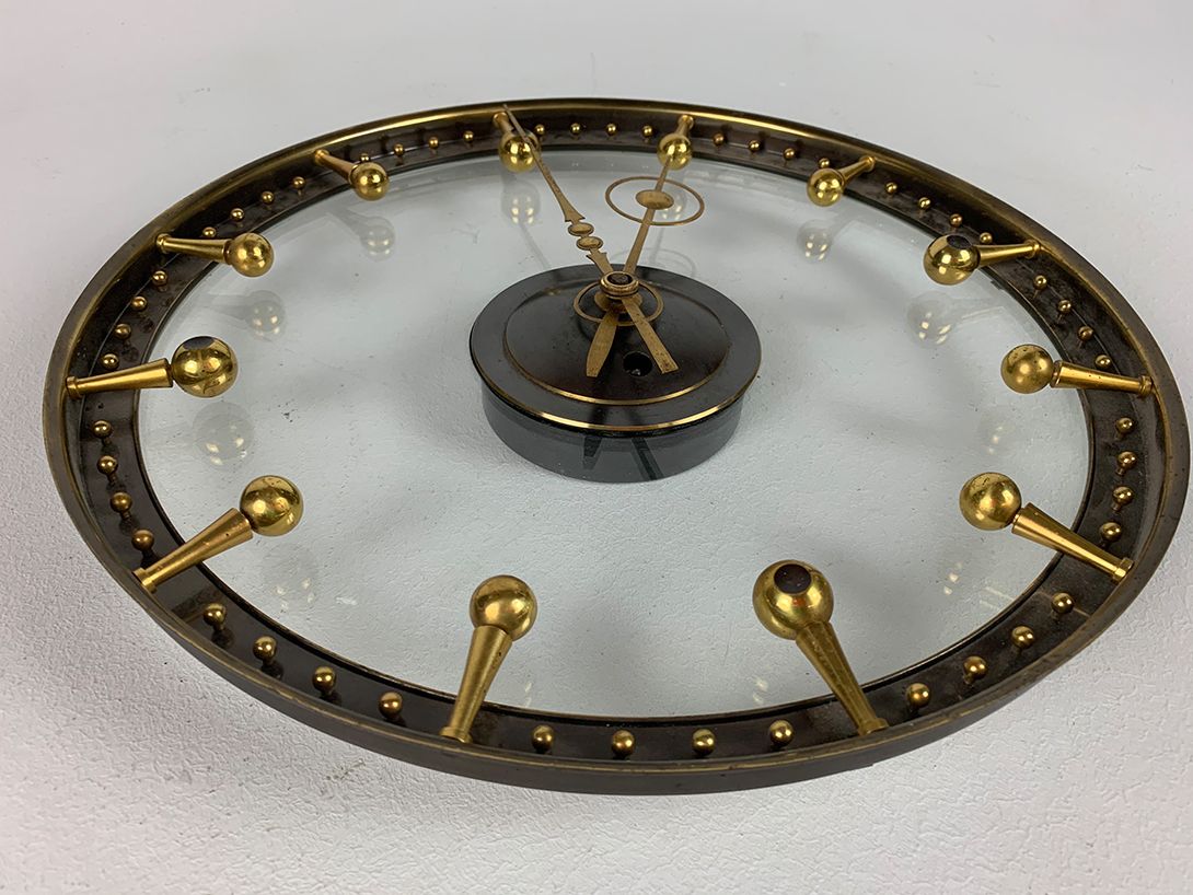 Foto Round Brass Balls Wall Clock France 1955 ø33