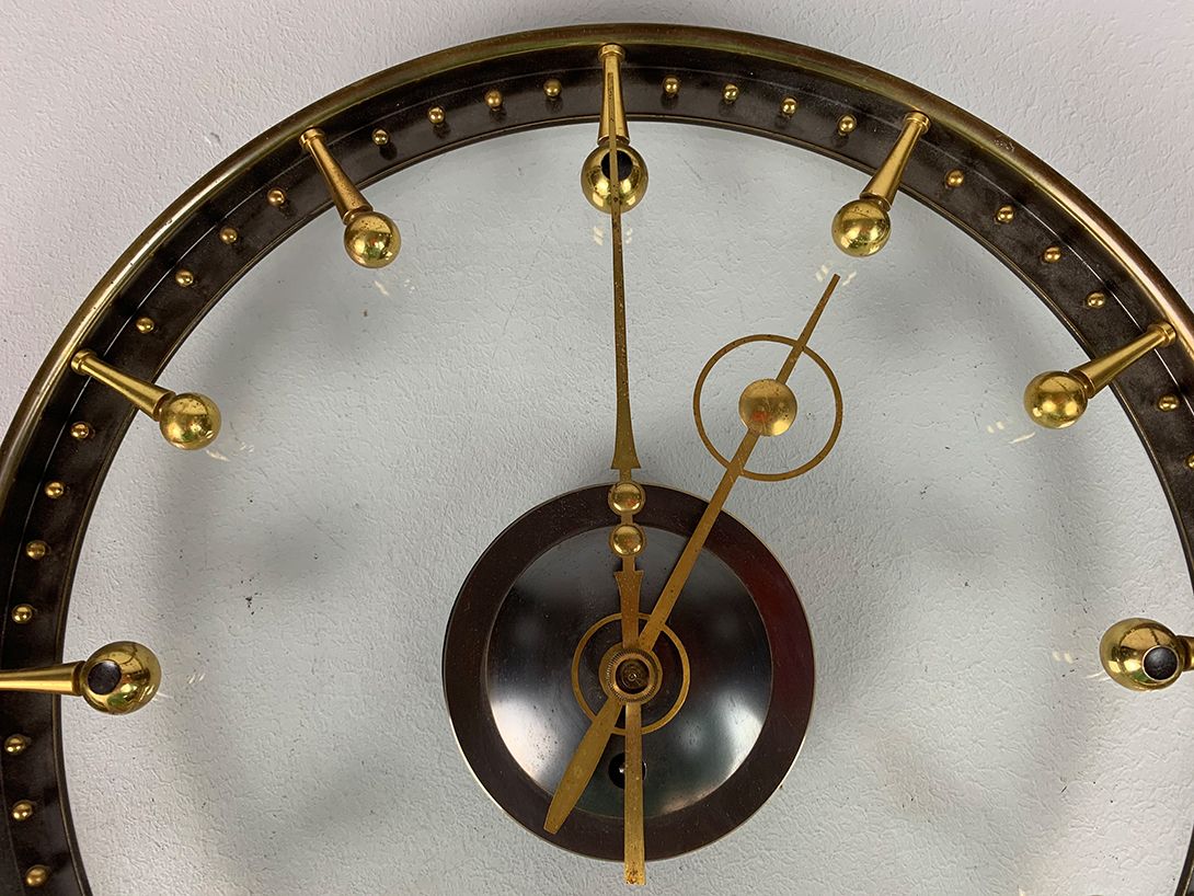 Foto Round Brass Balls Wall Clock France 1955 ø33