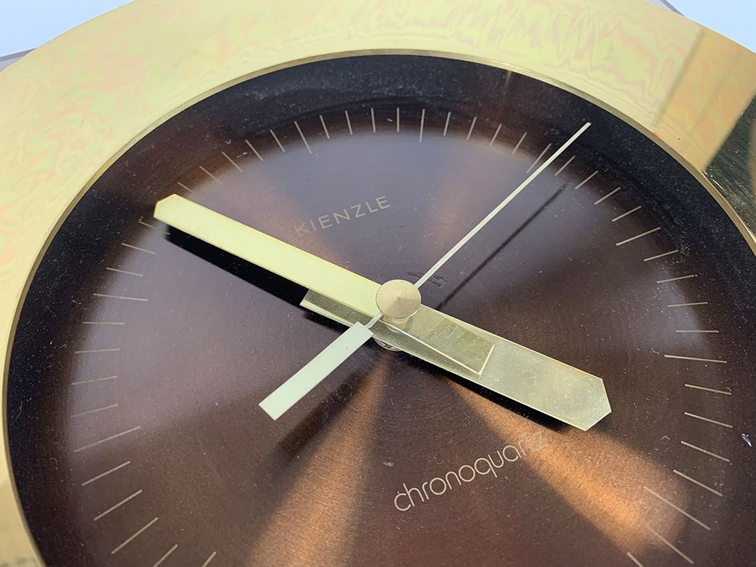 Foto Kienzle Chronoquartz Wall Clock Brass Ring 1973 h29