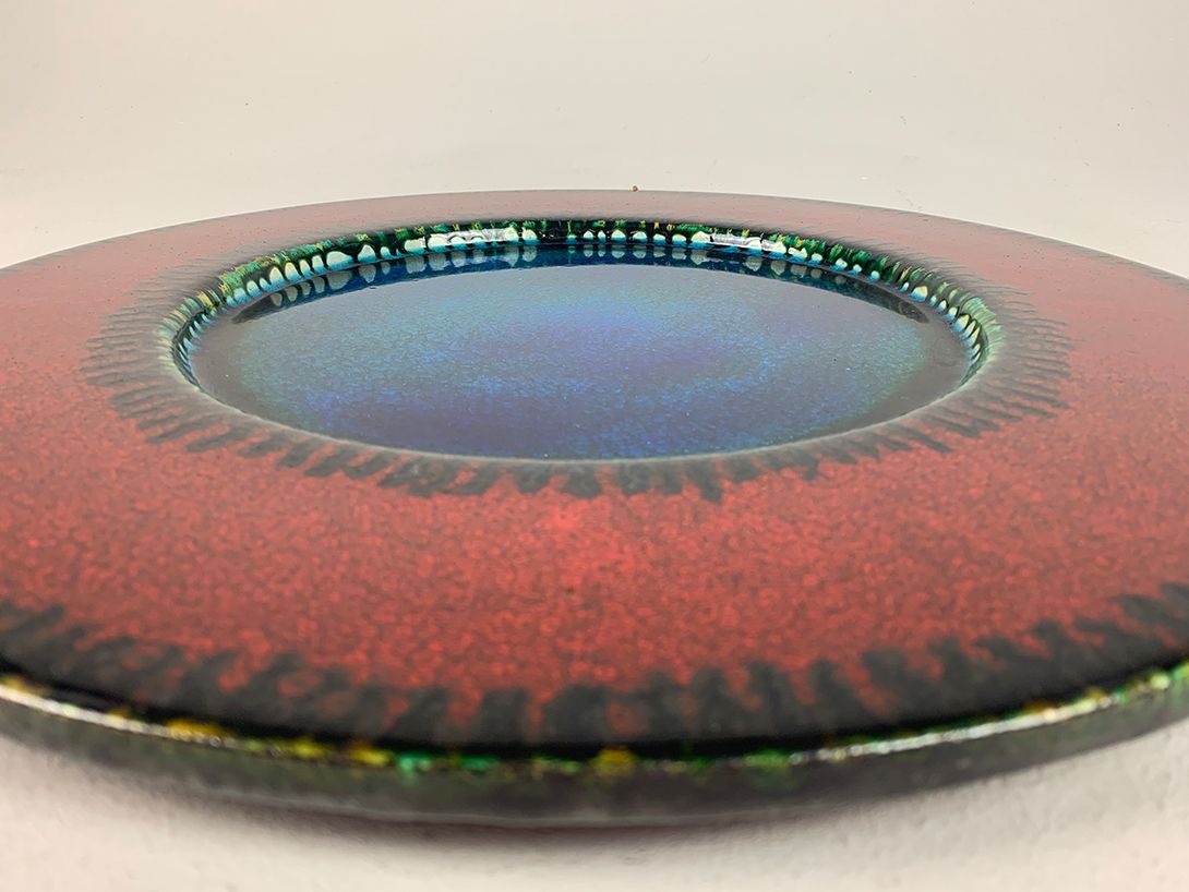 Foto Large Hippie Art Lava Wall Plate Red and Green ø43