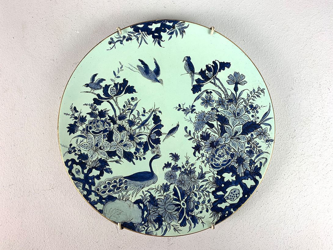 Foto Mint Green and Blue Porcelain Wall Plate Peacock ø30