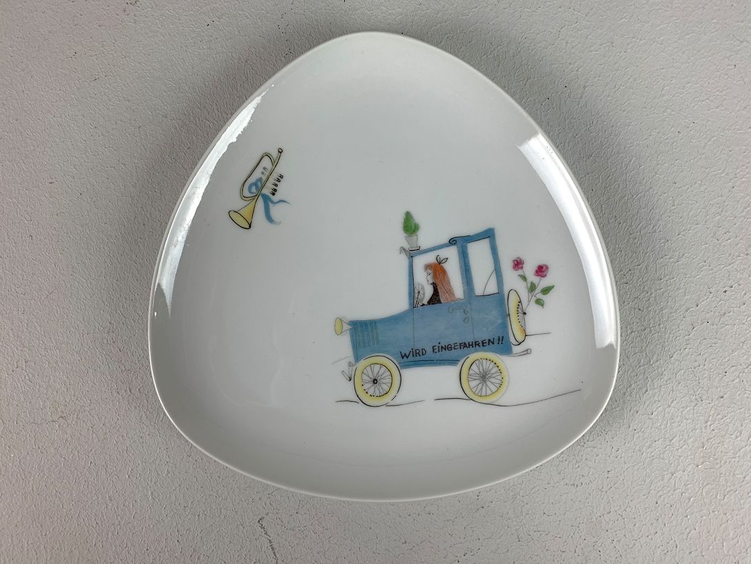 Foto 1950s Rosenthal Diadem Decorative Plate Girl in Car Wird Eingefahren ø20