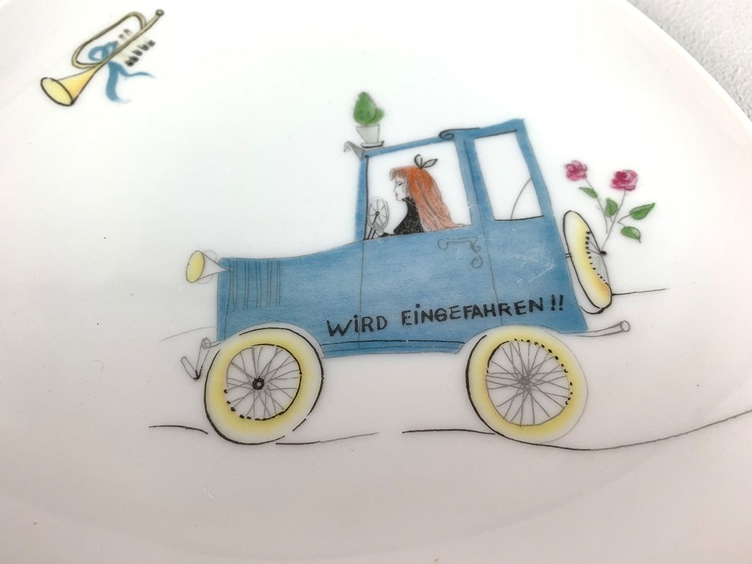 Foto 1950s Rosenthal Diadem Decorative Plate Girl in Car Wird Eingefahren ø20