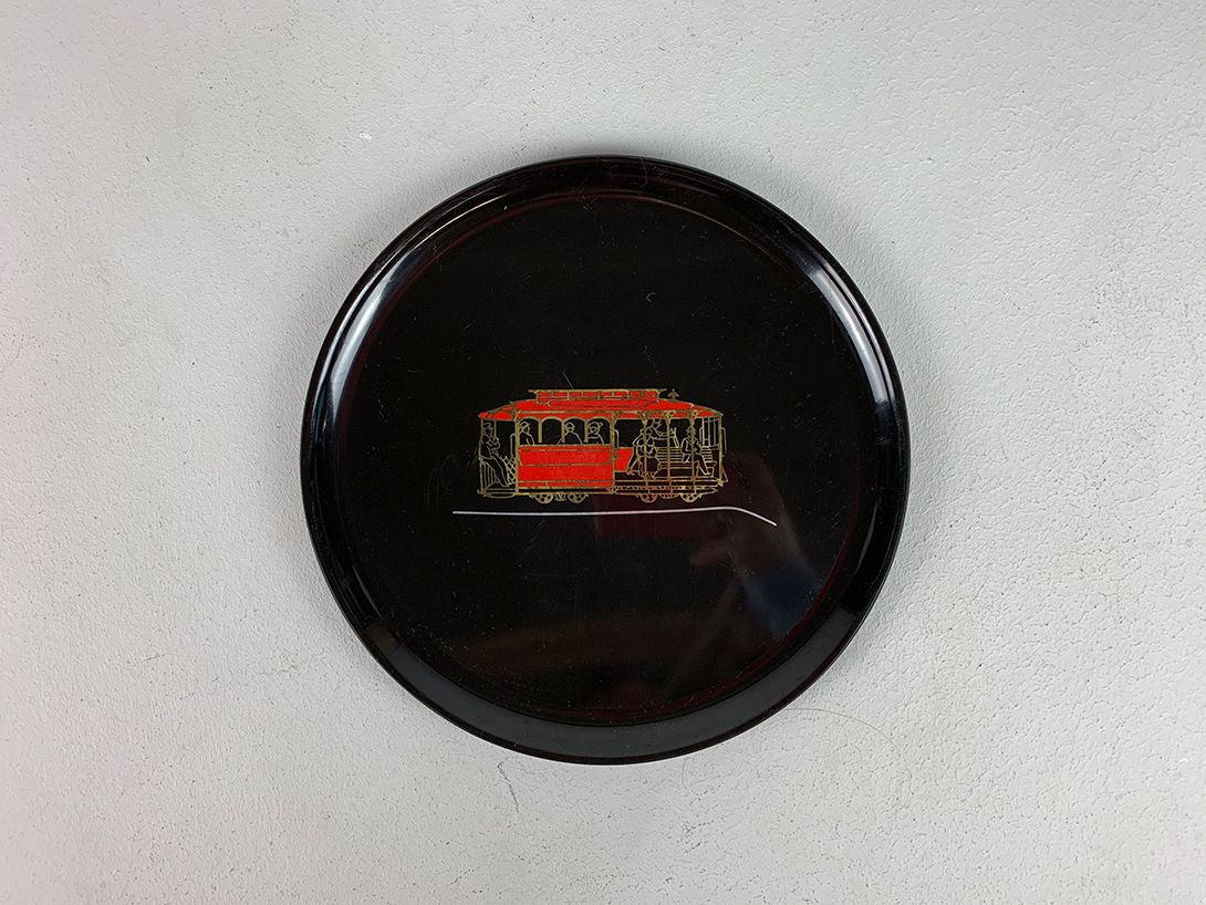 Foto Black Couroc Decorative Tray Cable Car California ø26
