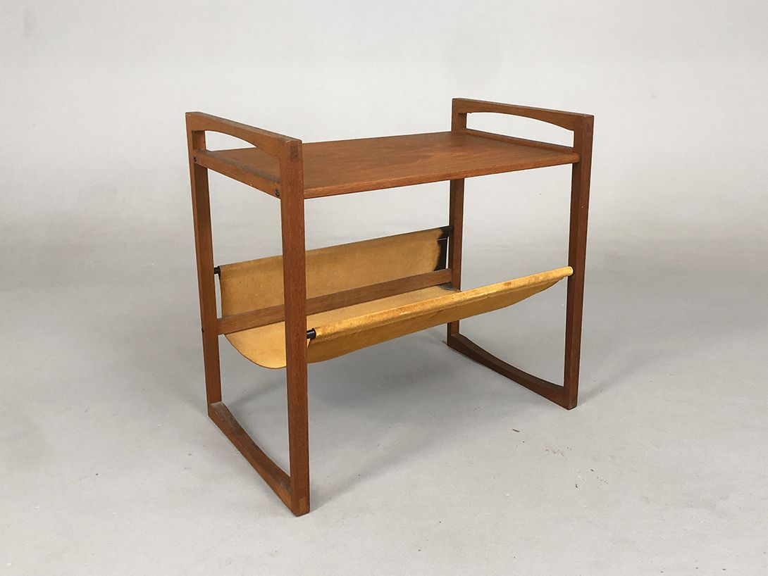 Foto Teak Newspaper Rack and Side Table h45x47x29