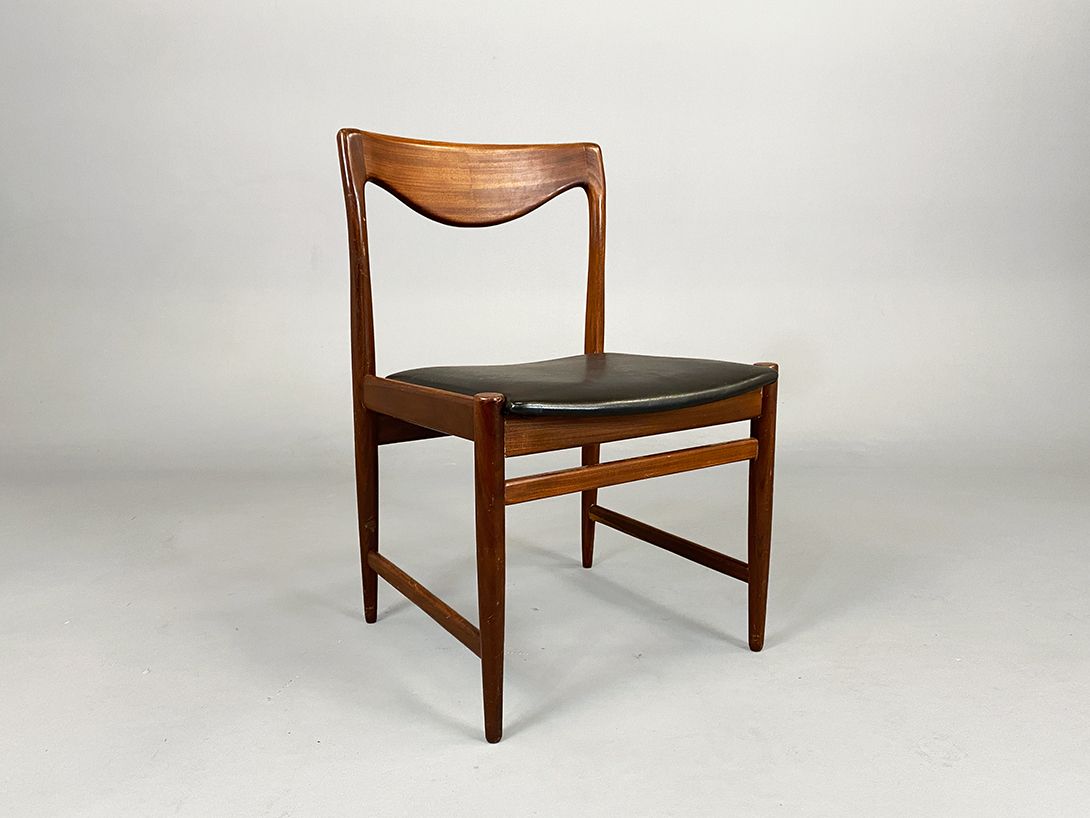 Foto Danish Teak Chair with Dark Green Leather Seat 1964