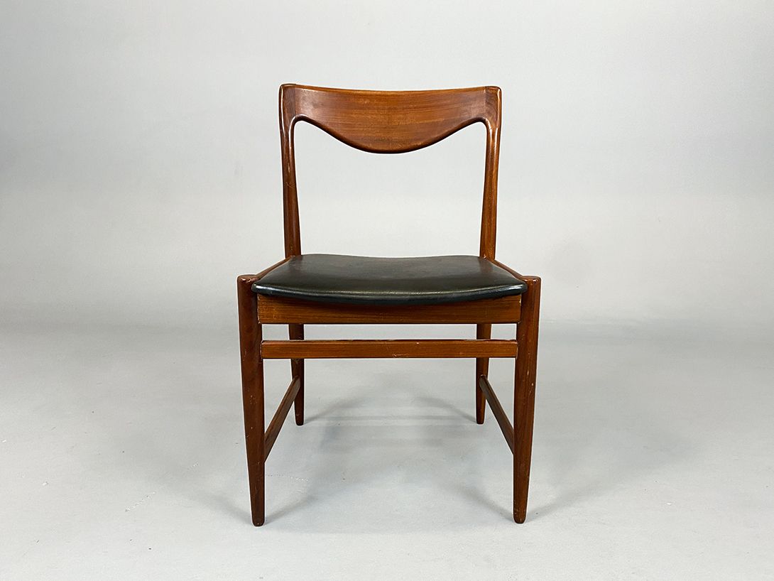 Foto Danish Teak Chair with Dark Green Leather Seat 1964