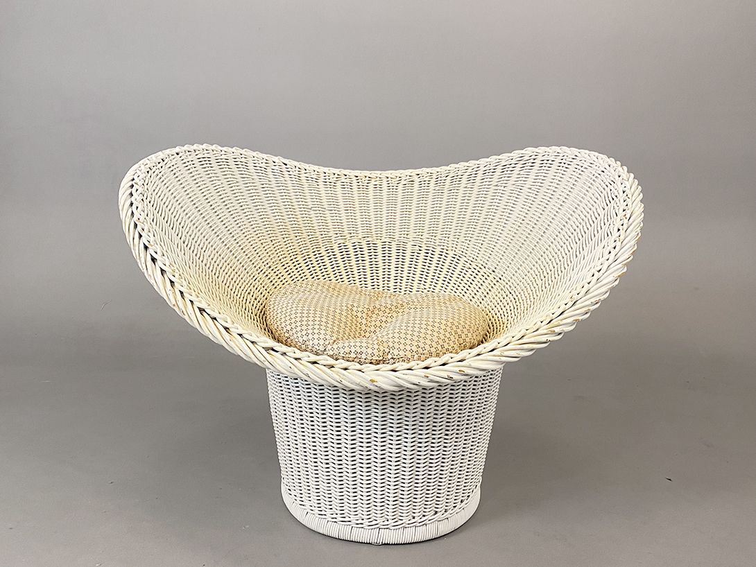 Foto White Rattan Lounge Chair