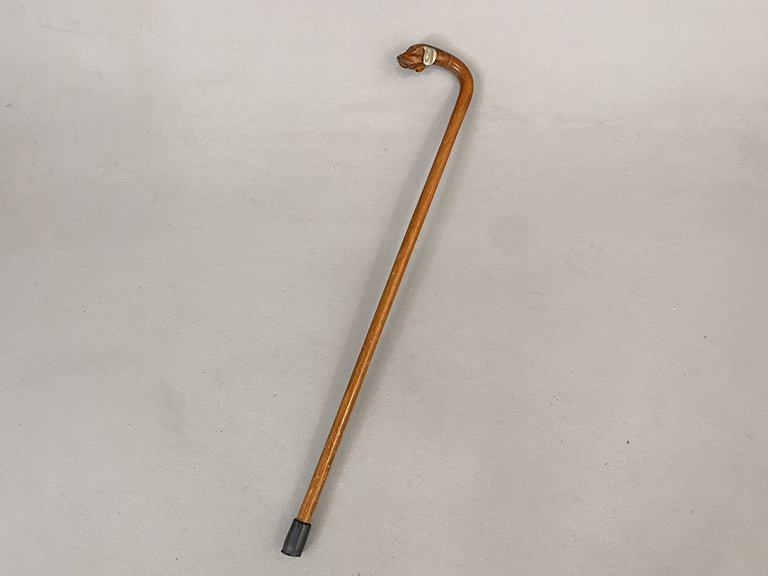 Foto Carved Dog Walking Stick h84