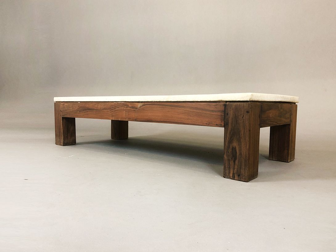 Foto Coffee Table with Marble Plate h28x121x50