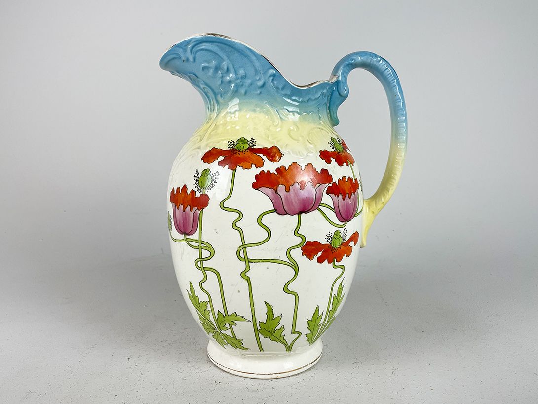 Foto Romantic Pastel Jug Vase with handpainted Flowers, Bonn h32