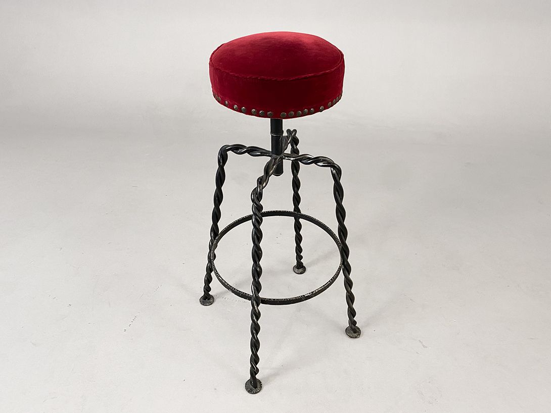 Foto Iron Bar Stool with Velvet Seat h82x45