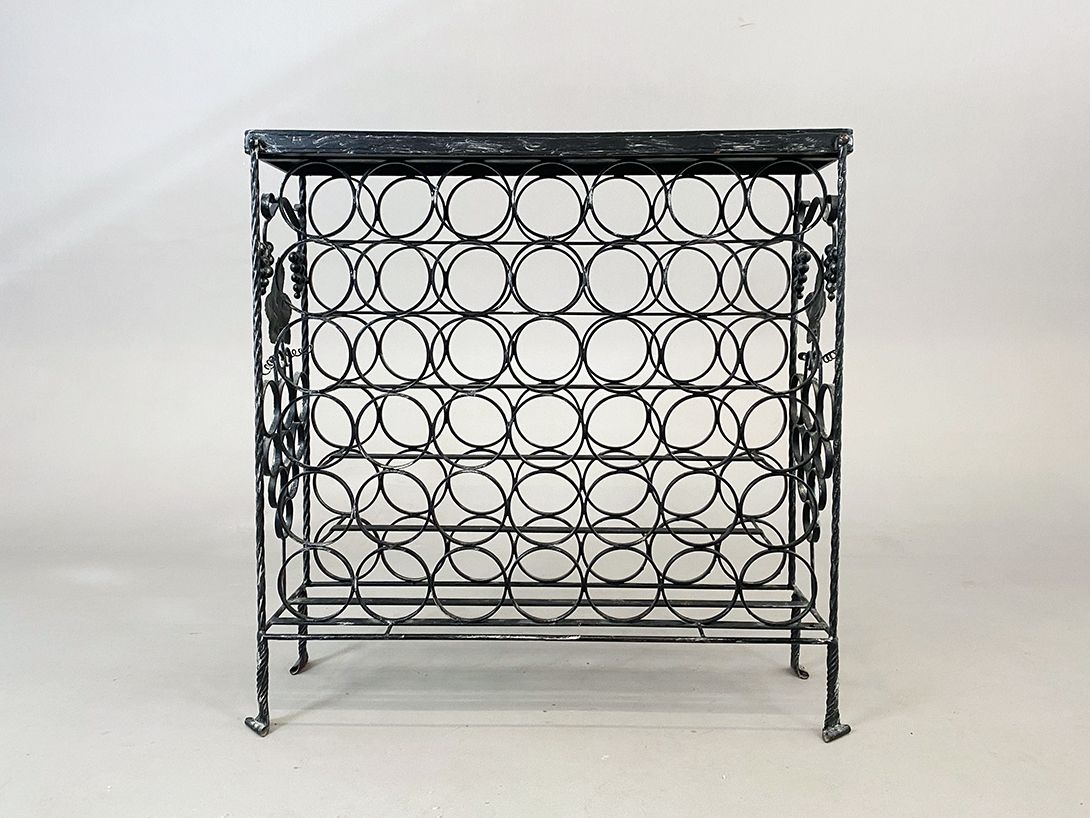 Foto Iron Wine Bottle Rack with red Tiles h82x82x25