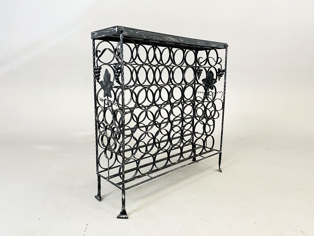 Foto Iron Wine Bottle Rack with red Tiles h82x82x25
