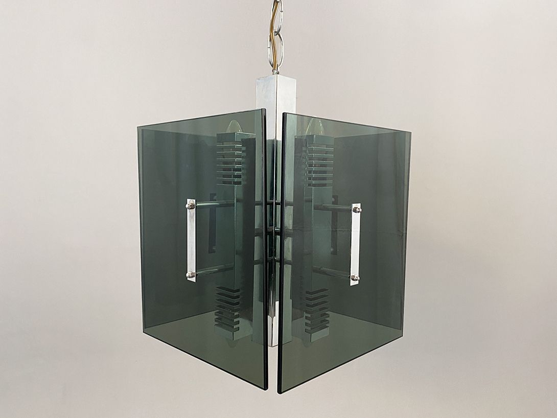 Foto Smoked Glass Cube Lamp h113