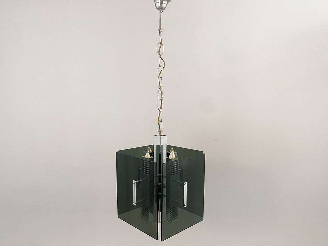 Foto Smoked Glass Cube Lamp h113