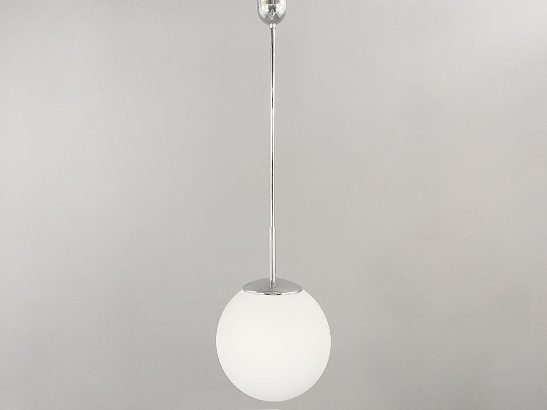 Foto White Pendant Lamp Ball with long Chrome Neck ø35