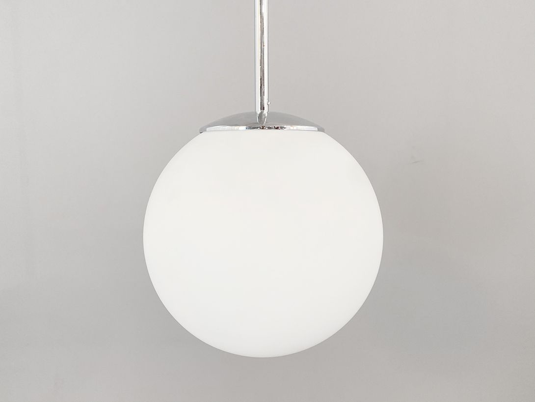 Foto White Pendant Lamp Ball with long Chrome Neck ø35
