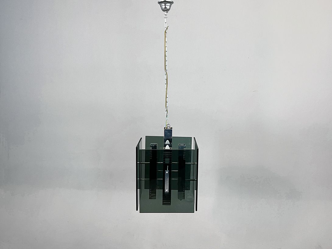 Foto Smoked Glass Cube Lamp h113
