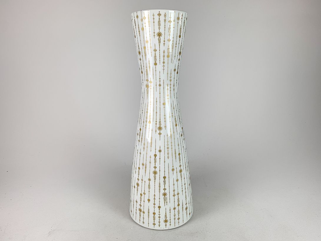 Foto Tall White Rosenthal Porcelain Floor Vase with Gold Details h65