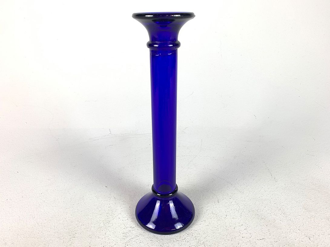 Foto Tall Blue Glass Candle Holder h30
