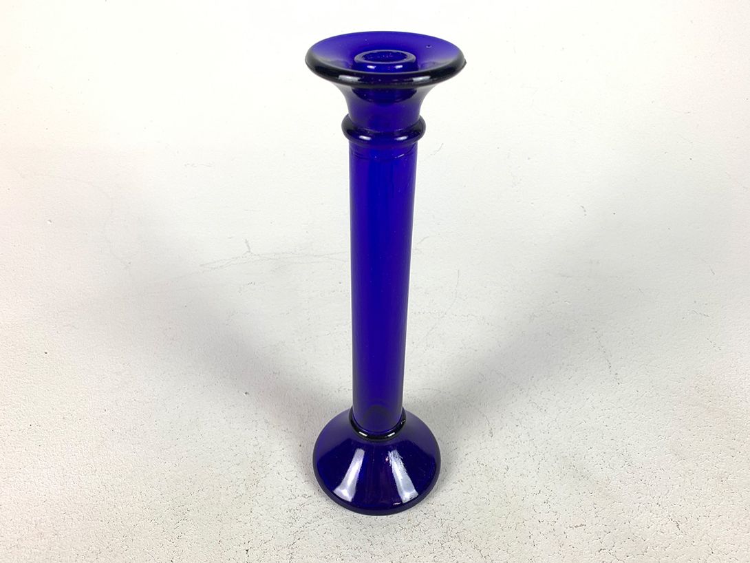 Foto Tall Blue Glass Candle Holder h30