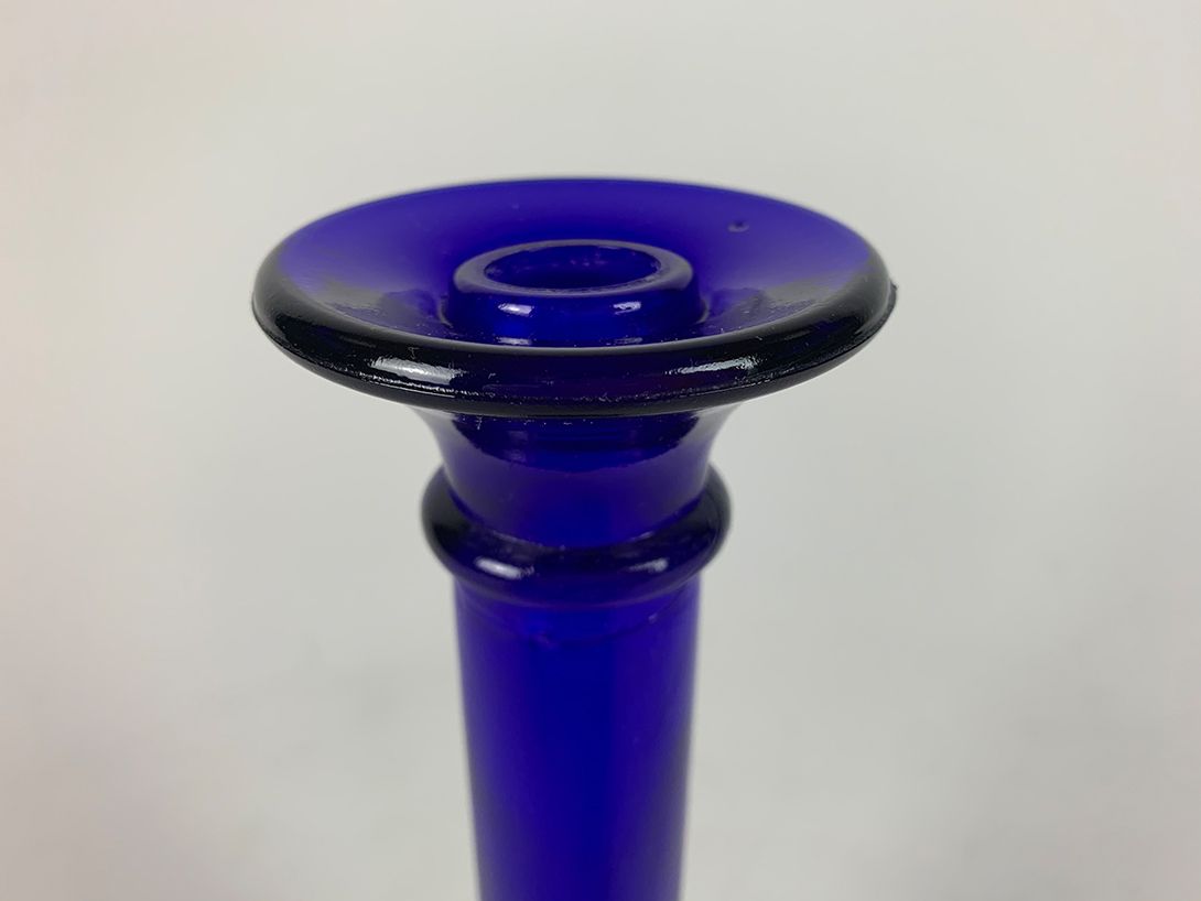 Foto Tall Blue Glass Candle Holder h30
