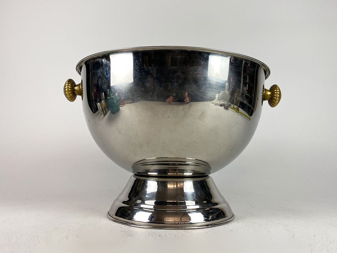 Foto Chrome Champagne Cooler with Brass Knobs h29