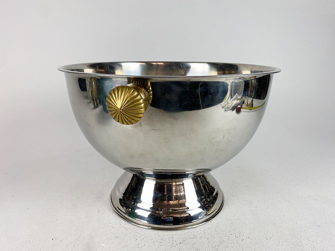 Foto Chrome Champagne Cooler with Brass Knobs h29